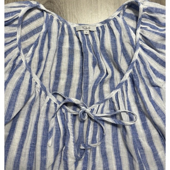 Rails Kristie Stripe Linen Blend Shirt Women's Size Large Balloon Sleeve Blouse - Picture 6 of 15